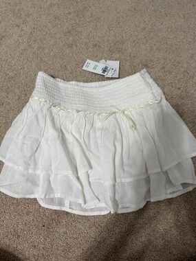 Hollister White Tiered Ruffle Mini Skirt